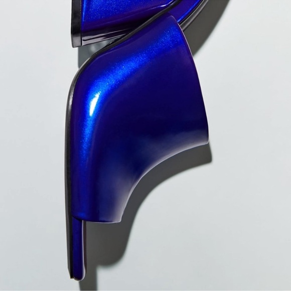 NWT Metallic Blue Geometric Block Heel Square Toe Mule Sandal, 8 - Picture 4 of 4